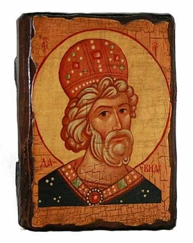 Икона Давид святой царь на дереве под старину (170*230 мм)