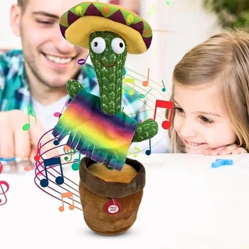 Танцующий кактус с подсветкой Dancing Cactus TikTok игрушка зеленый мексиканец