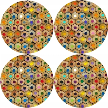 Набір круглих підкладок, 4D килимків, на стіл 33 х 33см 4шт, Crayons (5905342645535)