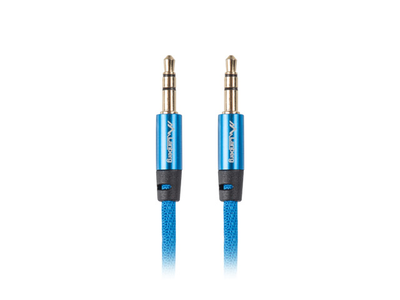 Kabel audio stereo LANBERG mini-jack 3.5 mm M/M 1 m Premium Niebieski (CA-MJMJ-10CU-0010-BL)