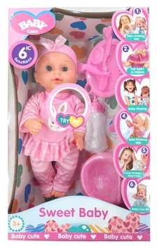 Пупс функциональный BABY Cute пьет из бутылочки ходит в туалет звуки аксессуары 33 см (4243433)(L 006-7)