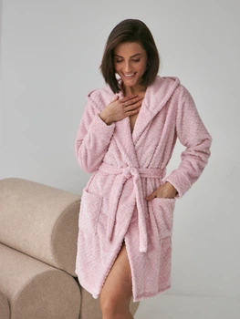 Халат жіночий теплий з капюшоном BARWA garments 0227 L Рожевий (2110002273352)