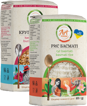 Набір круп Art Foods Гречана швидкозварювана 800 г + Рис Басматі 800 г (1.6 кг) (3983323756)