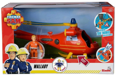 Вертоліт Simba Fireman Sam Wallaby з фігуркою та аксесуарами Червоний (4006592073312)