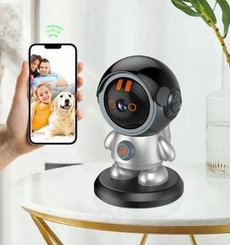 Поворотная беспроводная камера видеоняня HD Smart Camera Робот 8936 3мп 2К черная