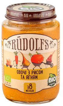 RUDOLFS Пюре "Овочі та рис з ягням" органічне (190 г) 8 +