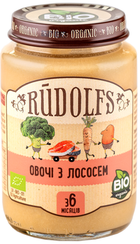 Пюре Rudolfs Лосось с овощами органическое от 6 месяцев 190 гр