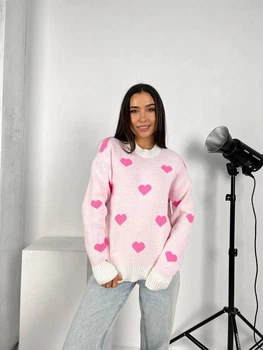 Светр вовняний теплий жіночий Oversize 42/46 Пудровий