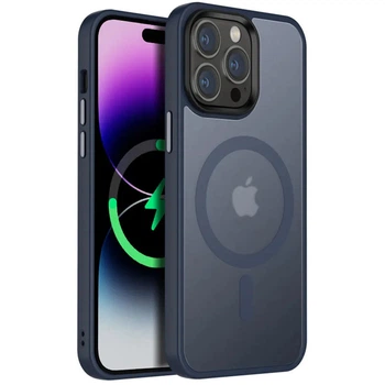 Чехол TPU+PC Metal Buttons with MagSafe Colorful для Apple iPhone 12 Pro / 12 (6.1") Navy Blue
