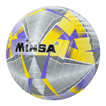 Мяч футбольный Minsa MS-3713 TPU, ламинированный, размер 5, вес 400-420 г, Серо-Фиолетовый ручной шов