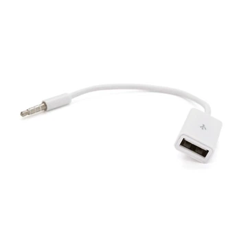 Перехідник USB AF мама/Jack 3.5 тато 4pin AUX Stereo 0,25 м білий 12718