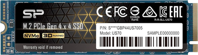 Dysk SSD Silicon Power US70 2TB M.2 2280 NVMe PCIe 4.0 x4 3D NAND (TLC) (SP02KGBP44US7005)