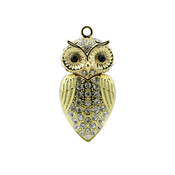 Фигурная флешка Dinosaur Driver 32Gb Crystal owl Сова Gold