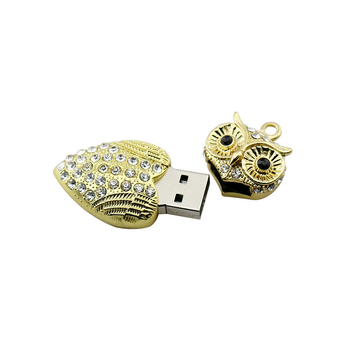 Фигурная флешка Dinosaur Driver 32Gb Crystal owl Сова Gold