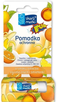 Захисна помада Skarb Matki Fun зі смаком екзотичних фруктів і вершків для дітей 6,5 г (5901968019613)