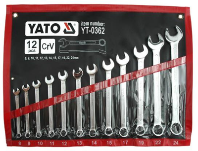 Zestaw kluczy płasko-oczkowych Yato YT-0362 8-24 mm 12 szt. (YT-0362)
