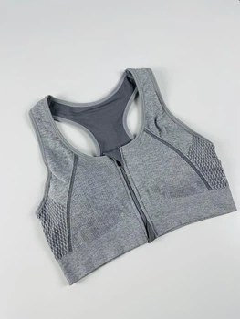 Спортивний топ 3322 Застібка-змійка спереду 4XL/5XL Сірий