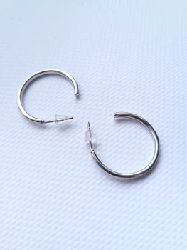 Серьги женские классичечкие полукольца 2.5 см Без бренду Серебристые 12936