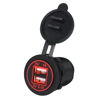 Автомобильный врезной адаптер SF-50-2 12v 24v 2 USB 2.1+1A (красная подсветка)