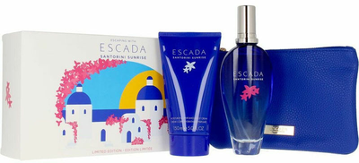 Zestaw damski Escada Santorini Sunrise Woda toaletowa damska 100 ml + balsam do ciała 150 ml + torebka kosmetyczna (3616303439897)