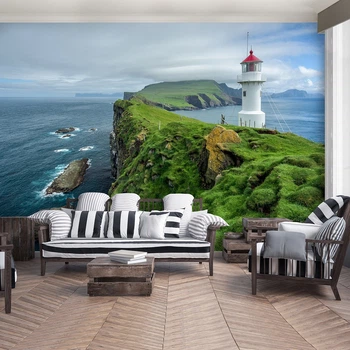3D Флизелиновые фотообои море пляж 312 x 219 см Маяк на берегу (13020VEXXL)+клей
