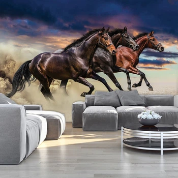 Флизелиновые 3D фотообои детские 254x184 см Три красивых коня (1217V4)+клей