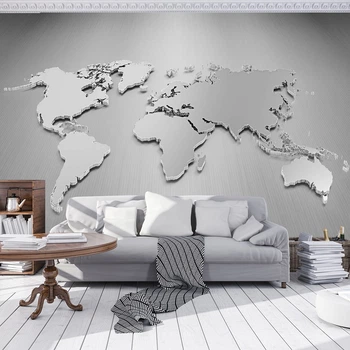 Флизелиновые 3D фотообои карта мира фото 254 x 184 см Стальная (13012V4)+клей