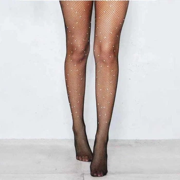Жіночі колготи в сітку з стразами one size 42/46 чорні SOL-тз11