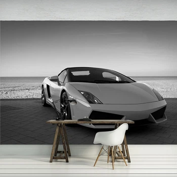 Флизелиновые фотообои 3D Автомобиль Белый Ламборджини (11393V)+клей
