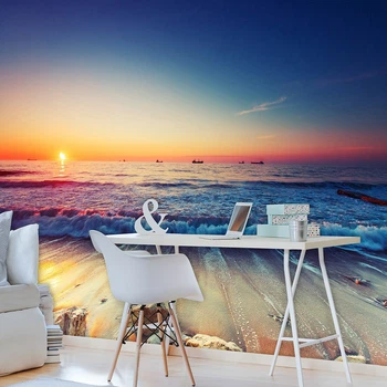 Пейзаж море флізелінові фотошпалери 312x219 см 3D Ландшафт Захід сонця на пляжі (12623VEXXL) +клей