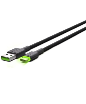 Kabel Green Cell USB Type-A - USB Type-C 2 m Backlight Green/Black (5907813961380)