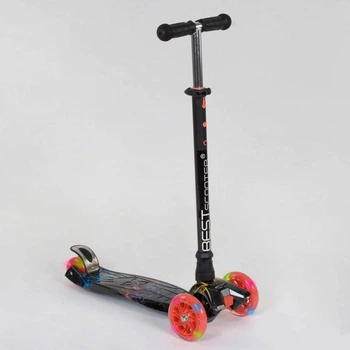 Самокат 24659 MAXI "Best Scooter" пластмасовий, 4 колеса PU, СВІТЛО, трубка керма алюмінієва, d=12см, в коробці