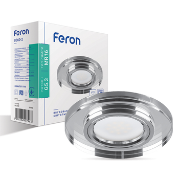 Светильник точечный встраиваемый Feron 8060-2 с LED подсветкой хром + прозрачный