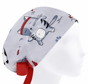 Медицинская шапочка женская HeadwearUniverse универсальная принт Коты спортсмены