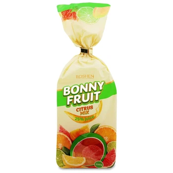 Упаковка желейних цукерок Roshen Bonny-Fruit Цитрусові фрукти 200 г х 18 шт