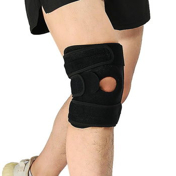 Наколенник бандаж на колено ортез усиленный регулируемый на липучках Natursport NSP006 Черный (1 шт)
