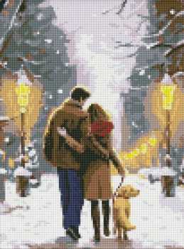 Алмазная мозаика без подрамника «Семейная прогулка» 30*40см AMC7821