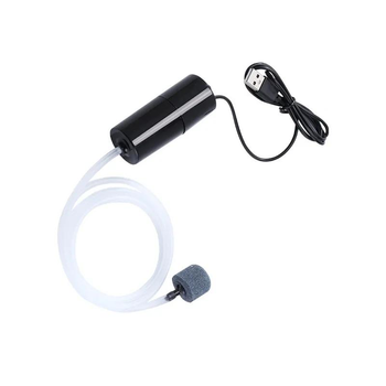 Аквариумный компрессор 1 Вт. с USB питанием, низкий уровень шума, мини-оксигенатор, Черный