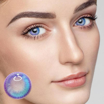 Цветные контактные линзы для глаз многоразового применения с контейнером для хранения 1 пара, Tears Blue