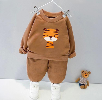 Дитячий костюм з тигриком (світшот+штани)- 110-116 см коричневий 1086