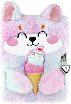 Pamiętnik na kłódkę Tinka Plush Diary Cat Ice Cream (7073334001411)