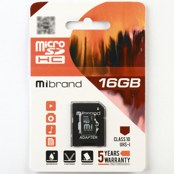 Карта памяти microSDXC Mibrand 16Gb class 10 +SD-адаптер MICDHU1/16GB-A