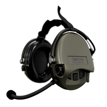 Активні навушники для стрільби Sordin Supreme Mil CC Neckband Green Nexus із заднім тримачем під шолом (76332-06-S)
