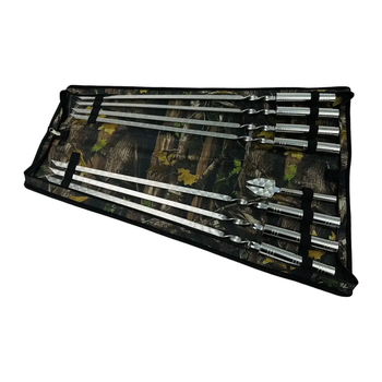 Набір шампурів Grill Master Срібло з вилкою-ножем для м'яса 8 в 1 із нержавіючої сталі (21-10-NB-2280)