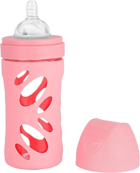 Butelka Twistshake szklana antykolkowa ze smoczkiem silikonowym Pastel Pink 260 ml (7350083125828)