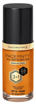 База під макіяж Max Factor Facefinity All Day Flawless 3 in 1 Foundation W 91 Warm Amber рідка 30 мл (3616303999551)