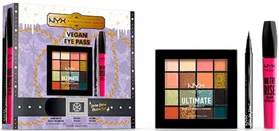 Zestaw do makijażu Nyx Vegan Eye Pass Limited Edition Set Epic Ink Eyeliner 1 ml + On The Rise Volume Mascara 10 ml + Ultimate Shadow Palette 0.83 g (3600551107196)