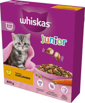 Sucha karma dla kotów sterylizowanych Whiskas Junior z kurczakiem 800 g (5900951305542)