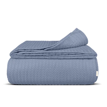 Плед-покрывало косичка COSAS 200х220 см Nightfall Knitted Braid Синий