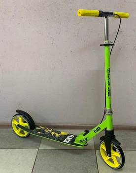 Самокат двухколесный "Best Scooter" FL-20085 стальная рама, ручной тормоз, колеса PU 200мм, 1 амортизатор передний, подстаканник, в коробке